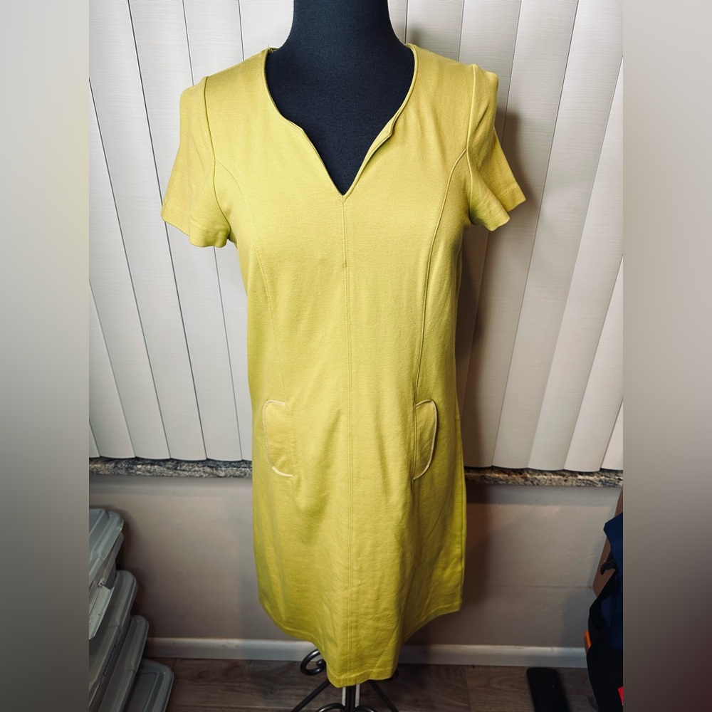 Boden Yellow Mustard Shift Dress with Pockets Sundress Size 8